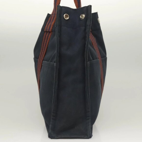 HERMES Fourre Tout MM Hand Bag Canvas Navy Auth ti3265 - Picture 12 of 16